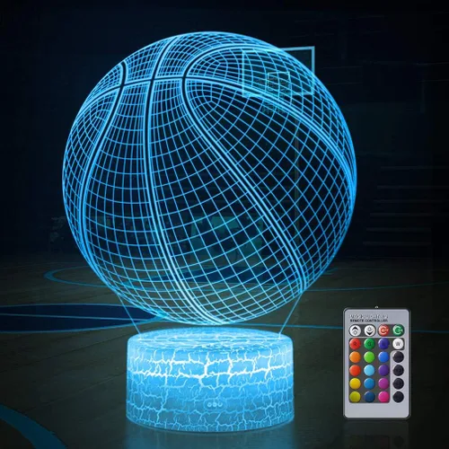 Miniatura 8 de Lámpara de fútbol 3D Luz nocturna: Regalos para niños y niñas con control remoto táctil, varios colores con brillo ajustable, alimentada por