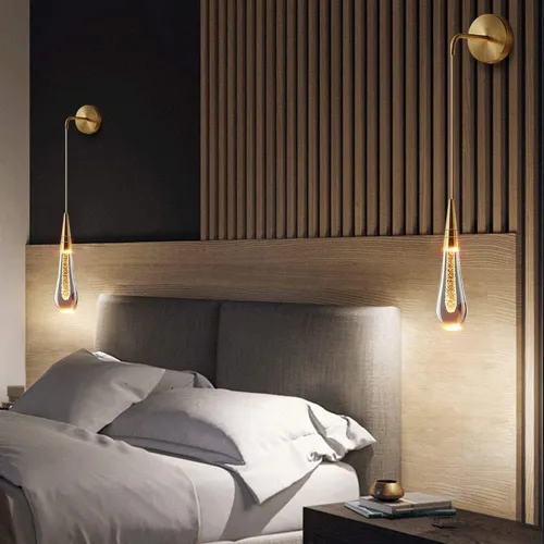 Miniatura 3 de Lámpara de pared para cabecera de dormitorio, moderno aplique de pared LED de cristal de 5 W con kit de metal plateado, lámpara de ambiente