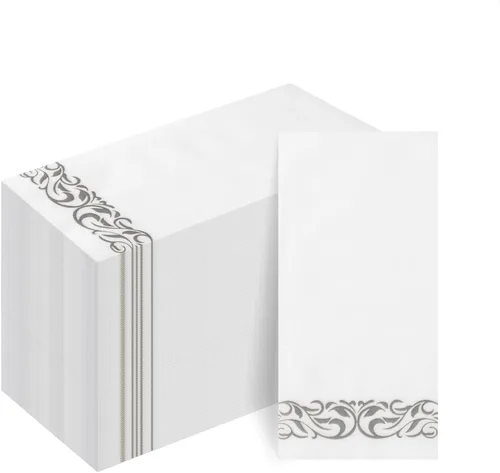 Miniatura 7 de Goodluck Paquete de 100 unidades de toallas de invitados con tacto de lino desechables – Toallas de mano de papel suaves y absorbentes para baño