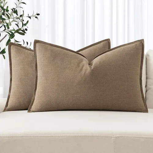Miniatura 57 de MIULEE - Juego de 2 fundas de almohada decorativas de lino, estilo bohemio, rústico, neutral, para sofá, cama, 16 x 16 pulgadas, color marrón