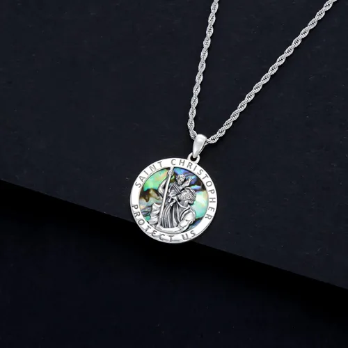 Miniatura 18 de CEKAMA - Collar de plata de ley 925 con dije de amuleto para hombres y mujeres, con cadena de 0.098 in, 22 pulgadas + 2 pulgadas