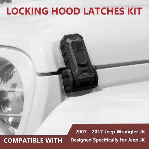 Miniatura 2 de Pestillo de capó de bloqueo con llaves, pestillo de capó para Jeep Wrangler JK/JKU 2007-2017, accesorios antirrobo, resistente al polvo y al agua