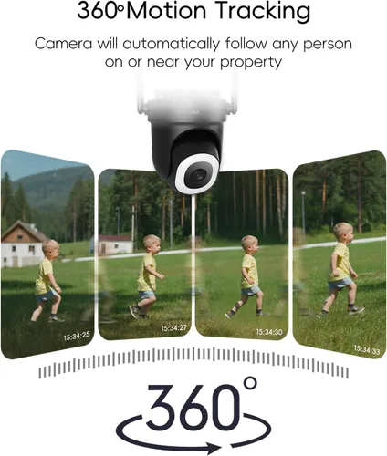 Miniatura 2 de ZUMIMALL Cámara de Seguridad Inalámbrica para Exteriores 3MP HD Negra, WiFi 2.4G/5G, Grabación 24/7 con Alimentación por Cable Seguimiento