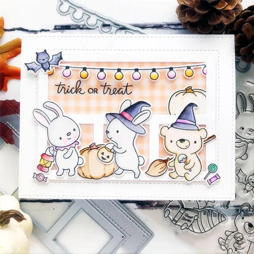 Miniatura 4 de Juego de sellos y troqueles transparentes para fiesta de Halloween, para hacer tarjetas, plantillas de corte para álbumes de recortes, álbum