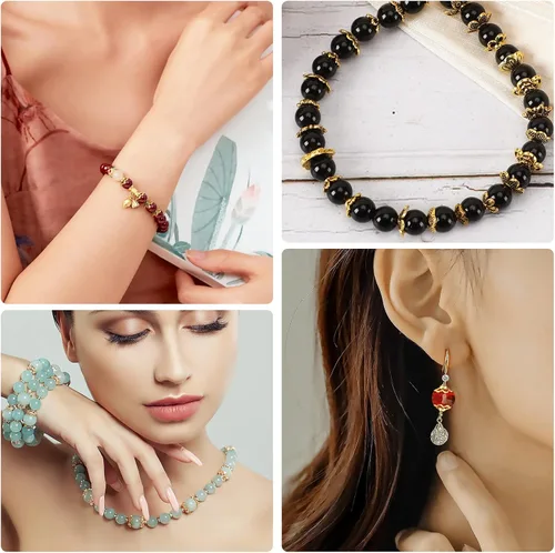 Miniatura 14 de FEBSNOW Alrededor de 160 cuentas espaciadoras, estilo Bali, mezcla de plata tibetana y oro antiguo para pulseras, collares, aretes, suministros
