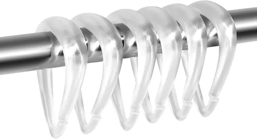 Miniatura 14 de Top-spring Ganchos para cortina de ducha, anillos de cortina de ducha de plástico negro, ganchos de ducha en forma de gota para cortina de baño