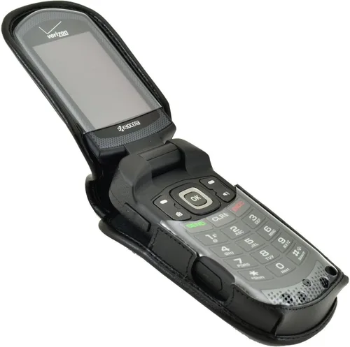 Miniatura 5 de Turtleback Funda ajustada para Kyocera DuraXV Flip Phone Negro Cuero Giratorio Clip de Cinturón Desmontable