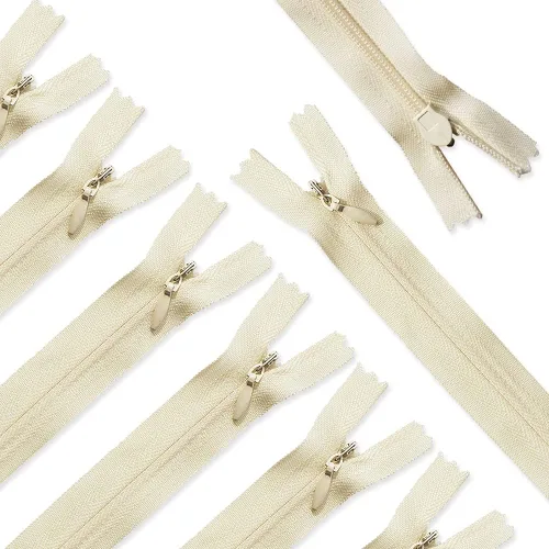 Renashed 45 cremalleras invisibles de nailon de 21.5 pulgadas para costura, costura, artesanía, especial (beige)