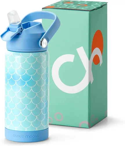 Miniatura 33 de Botella de Agua Choco Mocha para Niños para la Escuela, Botella de Agua Aislada para Niños de Acero Inoxidable para Niños, 14 Oz Camión Monstruo