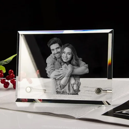 Miniatura 3 de Marco de fotos de cristal personalizado, marco de fotos de cristal grabado personalizado, regalo de fotos de recuerdo personalizado para el día