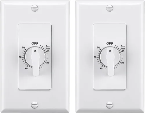 Miniatura 9 de BN-LINK Temporizador de cuenta regresiva de 60 minutos en la pared, interruptor mecánico, para ventilador de baño, temporizador de luces, 2 placas