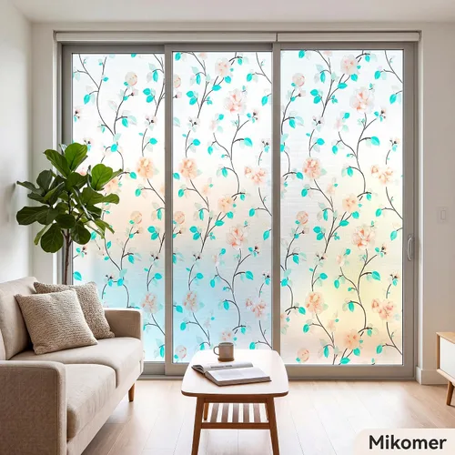 Miniatura 4 de Película decorativa para ventana, diseño de flores, película de privacidad de vidrio de adherencia estática para puerta, tintes de ventana