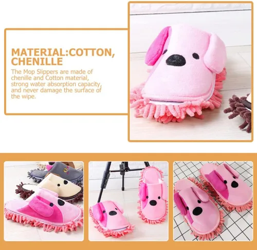 Miniatura 8 de FOMIYES 1 par de pantuflas limpiador de piso, trapeador de dibujos animados, zapatos para limpieza de piso, zapatos de mopa, zapatos de mopa húmeda