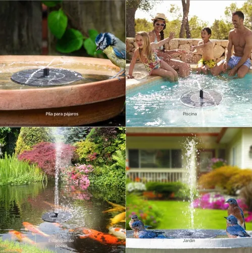 Miniatura 8 de Bomba de agua de fuente solar para baño de pájaros, bomba de fuente de agua flotante con energía solar para baño de pájaros, jardín, estanque