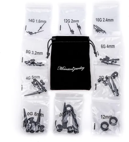Miniatura 8 de Memsion - Kit de estiramiento para la oreja, 50 piezas, kit de perforación, aretes de calibre 00, 14