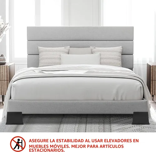 Miniatura 3 de Paquete de 4 elevadores de cama de 6 pulgadas, resistentes, elevadores de muebles de gran tamaño, elevadores de cama extra anchos para mesa, sofá