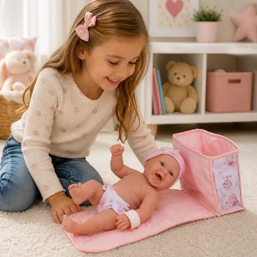 Miniatura 5 de Juego de regalo de 10 piezas de bolsa de pañales de lujo Feat. Muñeca realista de bebé recién nacido sonriente de 13 pulgadas La Newborn - JC