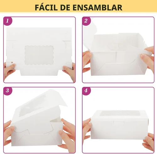 Miniatura 4 de Moretoes 48 cajas de galletas con ventana, 8 x 6 x 2.5 pulgadas, cajas de 3 estilos para pastelería, fresas cubiertas de chocolate, dulces