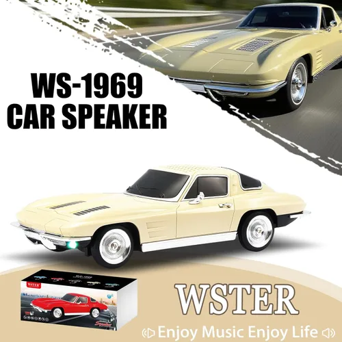 Miniatura 3 de WSTER WS-1969 Retro Sports Car Bluetooth Replica Altavoz - Modelo inalámbrico portátil con sonido HD, emparejamiento estéreo TWS, radio FM