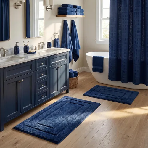 Miniatura 33 de GRANNY SAYS Juego de 2 alfombras de baño suaves para baño, alfombras de baño antideslizantes y lavables, alfombras de baño absorbentes para bañera