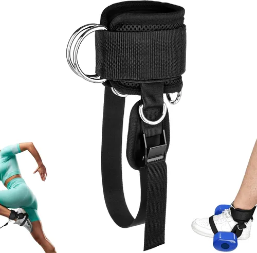 Correas de tobillo para máquina de mancuernas y cables, accesorio de pie con mancuernas para gimnasio con correa de nailon más larga/junta
