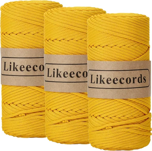 Miniatura 10 de Likeecords Cordón de macramé trenzado de poliéster de 0.157 in, 140 yardas/426 pies, hilo elástico para bolsa de ganchillo para manualidades, Verde