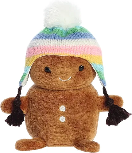 Aurora® Festive Holiday Land of Lils™ Lil' Gingin™ - Animales de peluche de temporada - Regalos conmovedores - Marrón 5.5 pulgadas
