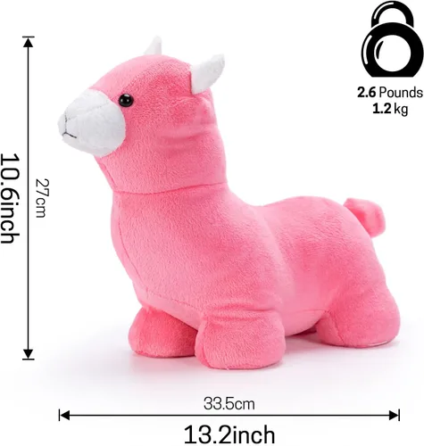 Miniatura 2 de SWISSELITE Bonito tope de puerta decorativo para el hogar y la oficina, diseño de animales compactos con tela suave Rosa alpaca