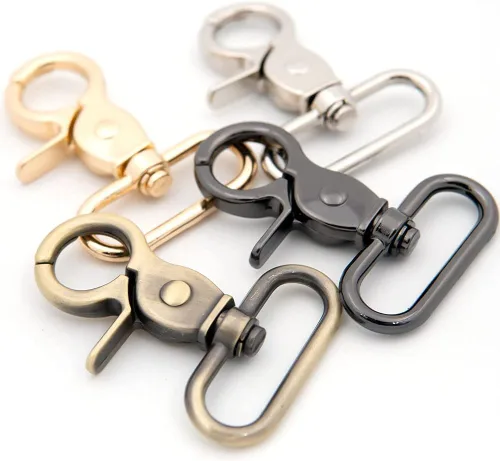 Miniatura 3 de Loosco Broches de gatillo, 6 cierres de gancho ovalados giratorios para gatillo, clips para correas, bolsas, cinturones, artesanía de cuero