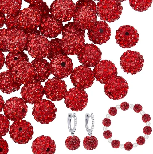 Miniatura 9 de PH PandaHall 100 cuentas de arcilla de hematita con diamantes de imitación negros de 0.394 pulgadas (0.394 in) – cristal de polímero pavimenta bola