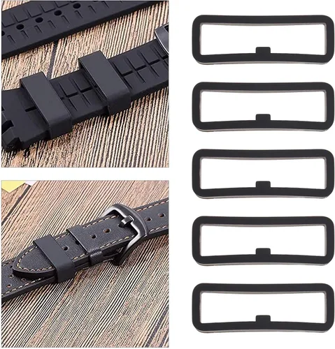 Miniatura 5 de 10 x 22/0.945 in Smartwatch Correa Anillo Keeper Correa de reloj Negro Soporte de anillo Banda de reloj Correa de repuesto de silicona para reloj