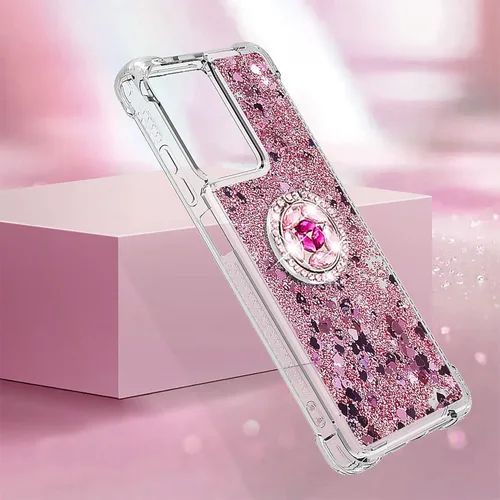 Miniatura 4 de CCSmall Funda transparente con purpurina para Xiaomi Redmi Note 12 Pro 5G, cubierta brillante de arena movediza líquida con soporte de anillo