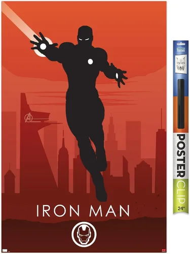 Miniatura 19 de Trends International Marvel Heroic Silhouette - Póster de pared de Iron Man, 14.725 x 22.375 pulgadas, versión enmarcada de madera de granero