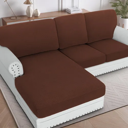 Miniatura 53 de H.VERSAILTEX Fundas para sofá seccional, 4 piezas, fundas de cojín de asiento de sofá en forma de L, fundas de cojín separadas para chaise longue