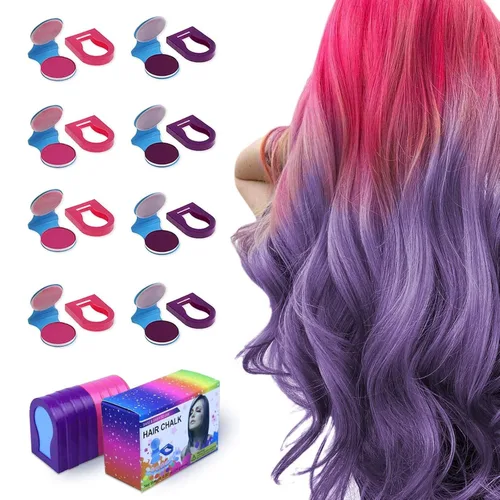 Miniatura 8 de Hair Chalk for Kids - All Red 8 Pieces Washable Temporary Hair Color Set - Vibrant Red Dye for Girls - Non-Toxic on Dark Hair