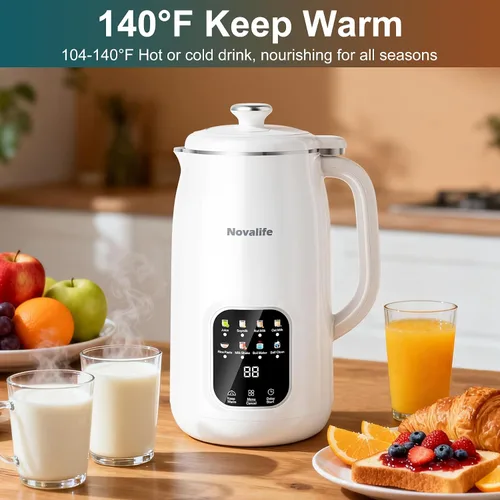 Miniatura 5 de Máquina para fabricar leche de nuez 8 en 1, licuadora de leche de soja de 40 onzas, leche de soja casera, leche de avena, leche de almendras, jugo