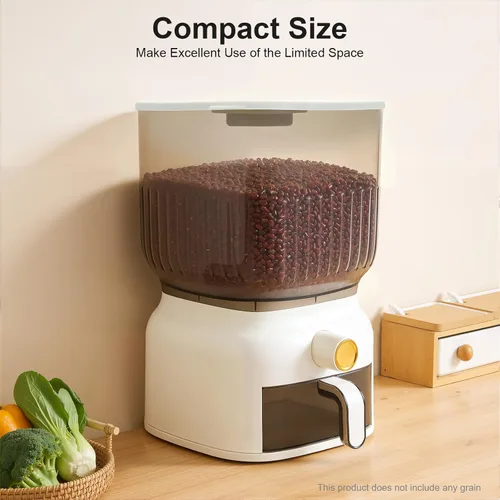 Miniatura 8 de Dispensador de arroz de 13.2 lbs, contenedor grande de almacenamiento de granos sellados con taza de arroz, dispensador de alimentos, organizador