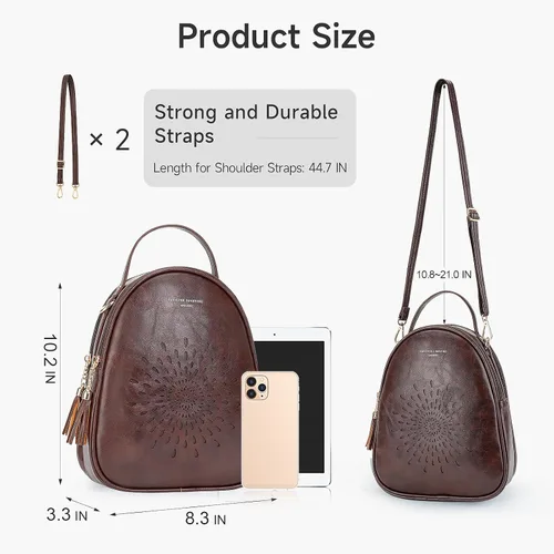 Miniatura 26 de T1953 Mochila para mujer, de piel sintética, para regalo para niñas y mujeres