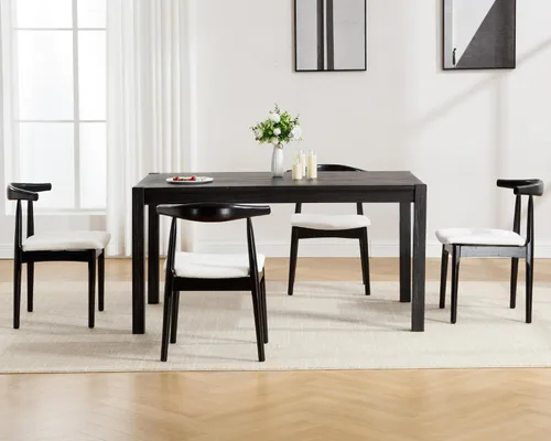 Miniatura 9 de VESCASA Juego de 2 sillas de comedor de mediados de siglo, sillas de comedor tapizadas de piel sintética, sillas de comedor de madera maciza