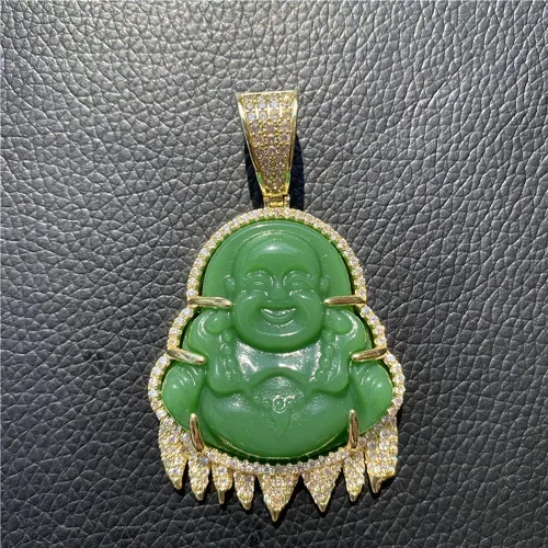 Miniatura 6 de Collar con colgante de jade verde con diseño de buda sonriente y sonriente de jade hecho a mano de 0.118in 23.6in