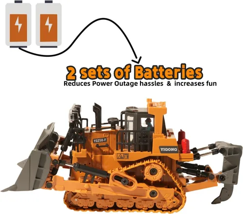 Miniatura 4 de Bulldozer RC de 9 canales con luces y sonido, niveladora de control remoto de construcción, vehículos pesados, juguetes topadores para adultos