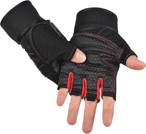 Miniatura 8 de SUJAYU Guantes de entrenamiento, guantes de gimnasio para hombres, muñequeras para levantamiento de muñecas, guantes para entrenamiento, guantes