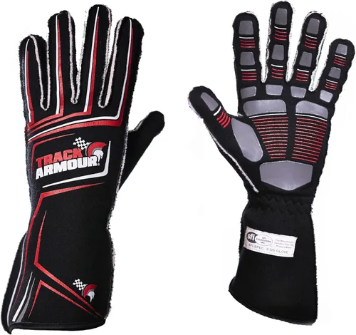 TRACK ARMOUR] Serie 4 Guante de Carreras Auto, SFI 3.3/5, Tela Nomex, Agarre de Silicona, Retardante de Fuego, Resistente a las Llamas, Conducción,