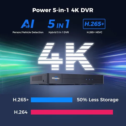 Miniatura 2 de Hiseeu Grabador de video digital de seguridad DVR de 4K 8 canales DVR avanzado de 8MP con detección de vehículos para cámara de seguridad CCTV