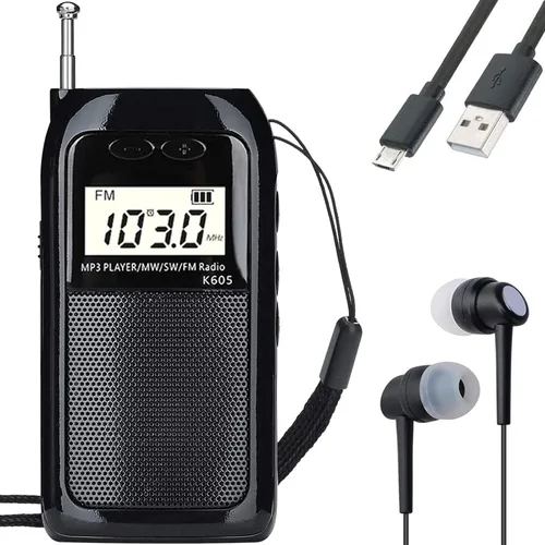 Radio portátil FM AM de onda corta con altavoz y retroiluminación, reproductor de MP3 compatible con tarjeta TF, radios de bolsillo estéreo con