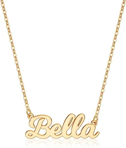 Ursteel - Collar personalizable con placa con nombre, chapado en oro de 14 quilates, delicada joyería para regalar a mujeres, adolescentes y niñas