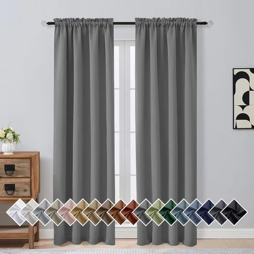 Miniatura 49 de OVZME Cortinas opacas turquesa para tratamiento de ventanas pequeñas, cortinas cortas con bloqueo de luz para ventana de cocina sobre el fregadero