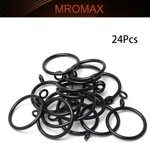 Miniatura 4 de MroMax Anillos de cortina con ojales, anillos de cortina negros de metal de 1-1/2 pulgadas de diámetro interior de 1.496 in de diámetro, anillos