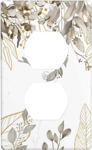 Miniatura 68 de Cubierta decorativa para interruptor de luz de eucalipto tostado, placa de pared de doble palanca, acuarela, hojas marrones, planta con cubierta