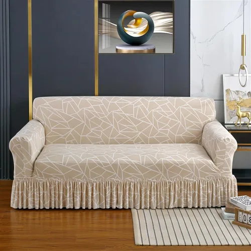 Miniatura 8 de MIPOPS Funda de sofá estampada elástica para sillón, fundas con patrón con falda lavable, protector de muebles de elastano para sala de estar
